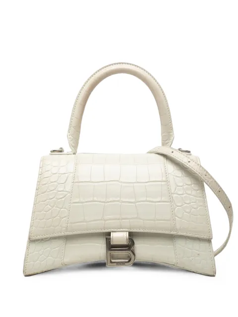 Balenciaga Pre-Owned 2020 Small Croc Embossed Leather Hourglass Top Handle Bag satchel White 6BVIEDFFU3AHPFM1