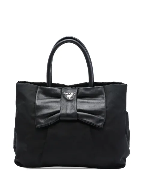 Prada Pre-Owned 2013-2026 Tessuto Fiocco Bow tote bag Black PJWIICZP2SY06OR7