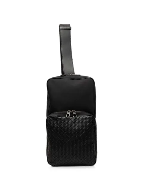 Bottega Veneta Pre-Owned 2012-2026 Canvas and Nappa Intrecciato Sling Bag crossbody bag Black 48E10817Y1XRSE8N