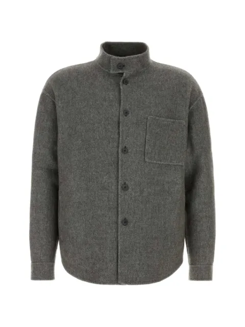 Giorgio Armani high-neck patch-pocket overshirt Grey GM004453TE23830