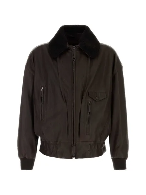 Giorgio Armani shearling-collar leather jacket Brown GM004415AF30055