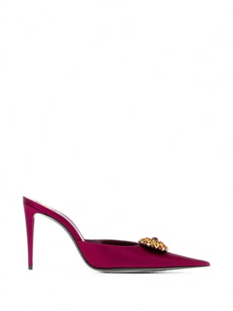 Saint Laurent Thierry crystal-embellished heeled mules Pink A001GX9QNDG