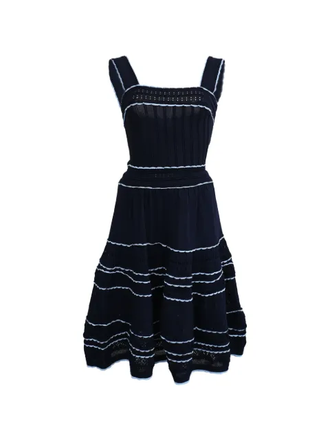 SANDRO Pointelle-knit fit-and-flare dress Blue RFCPUHKCL754830W