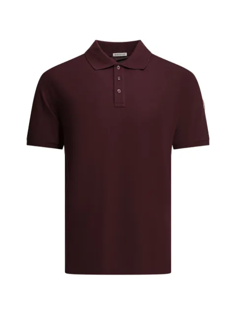 Moncler logo-patch striped polo shirt Red 8A0003189A16480