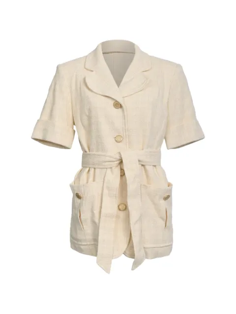 SANDRO Truman belted tweed jacket Neutrals RFCPUHKCL737454W