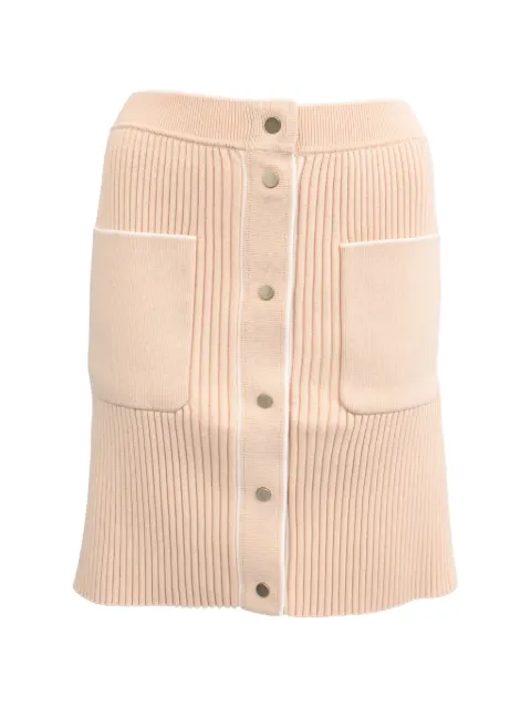 Maje Ribbed-knit buttoned skirt Neutrals RFCPUHKCL754831W