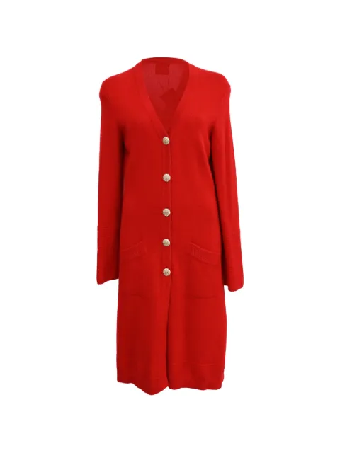 CHANEL Pre-Owned knitted long cardigan Red RFCPUHKCL684102W