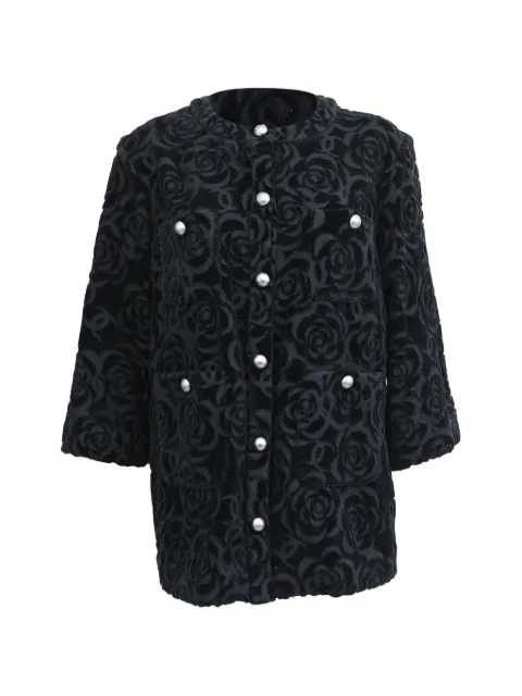 CHANEL Pre-Owned Camellia floral-print blazer Black RFCPUHKCL684108W