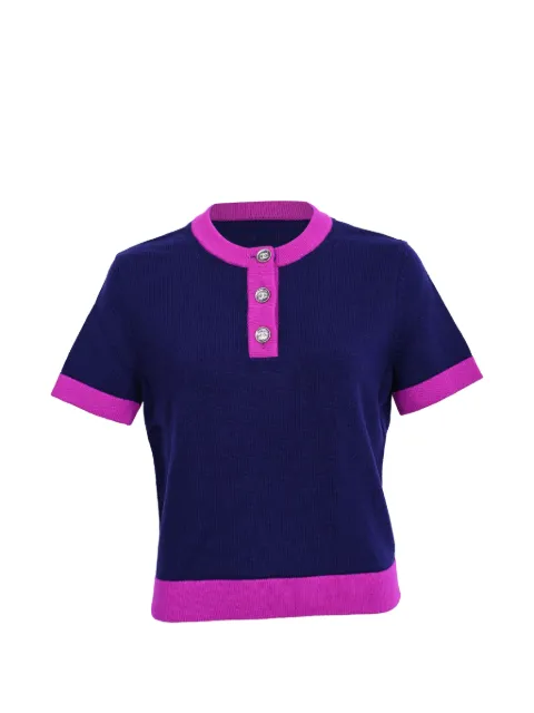 CHANEL Pre-Owned bicolor short-sleeve cardigan Blue RFCPUHKCL727131W