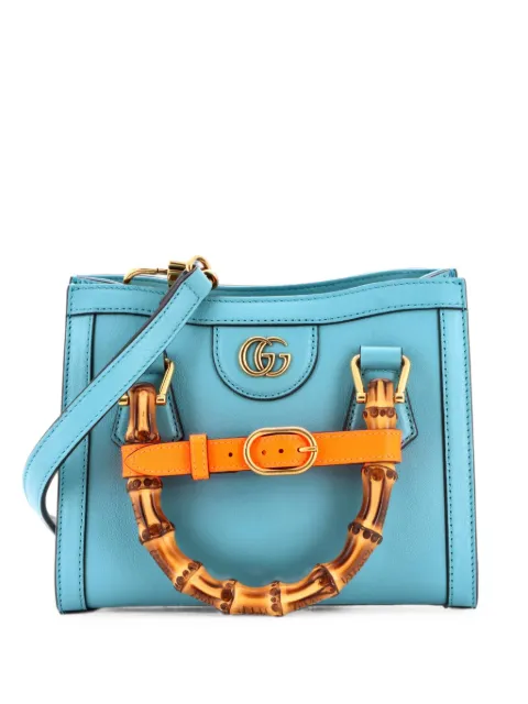 Gucci Pre-Owned Diana NM Bamboo Handle Tote Leather Mini crossbody bag Blue PX4A9WFFHFL2CGLR