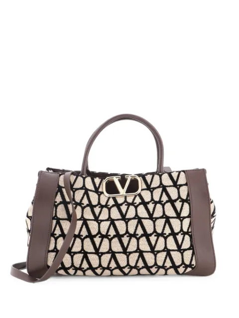 Valentino Garavani Pre-Owned VLogo Shopper Toile Iconograph Fabric with Leather Small tote bag Brown 7GW8NBD9TIKH9J6H