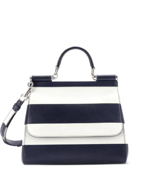 Dolce & Gabbana Pre-Owned Miss Sicily Bag Striped Leather Medium satchel Blue APU54VNZWRE25JLF