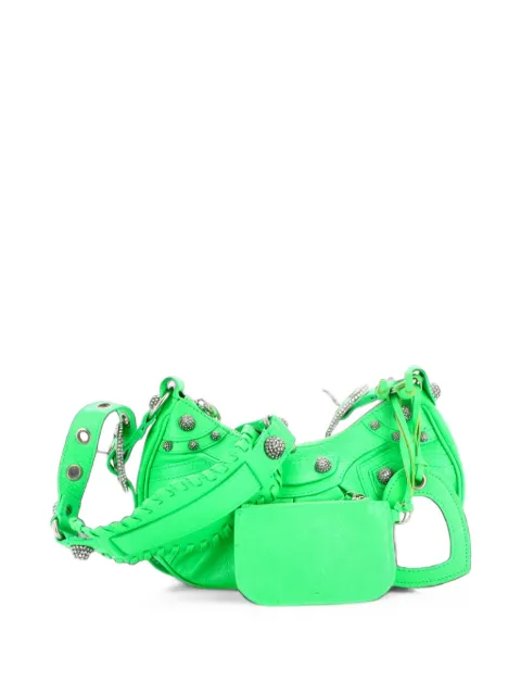 Balenciaga Pre-Owned Le Cagole Giant Studs Leather with Crystals XS shoulder bag Green AC0W45WIEJXTHO5J