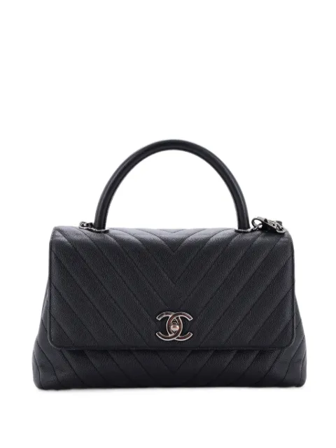 CHANEL Pre-Owned Coco Top Handle Bag Chevron Caviar Small shoulder bag Black 7XRPHT8YOZOI9NMJ