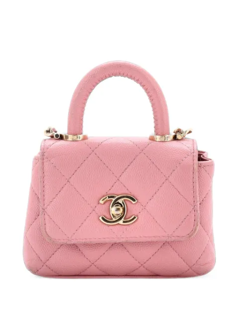 CHANEL Pre-Owned Coco Top Handle Clutch with Chain Quilted Caviar Mini satchel Pink 9ORF053FBFYRSEYG