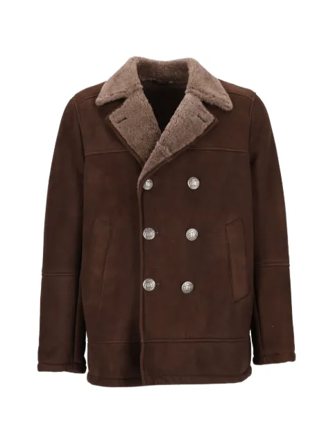 VOLFAGLI double-breasted shearling coat Brown BOBOLI