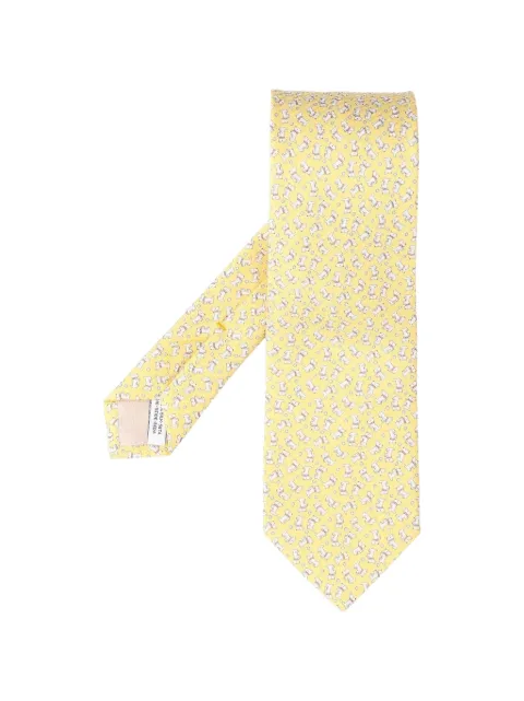 Ferragamo Charlie-print silk tie Yellow 794619