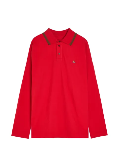 Vivienne Westwood Orb-embroidered long-sleeve polo shirt Red 2H010010J00AU