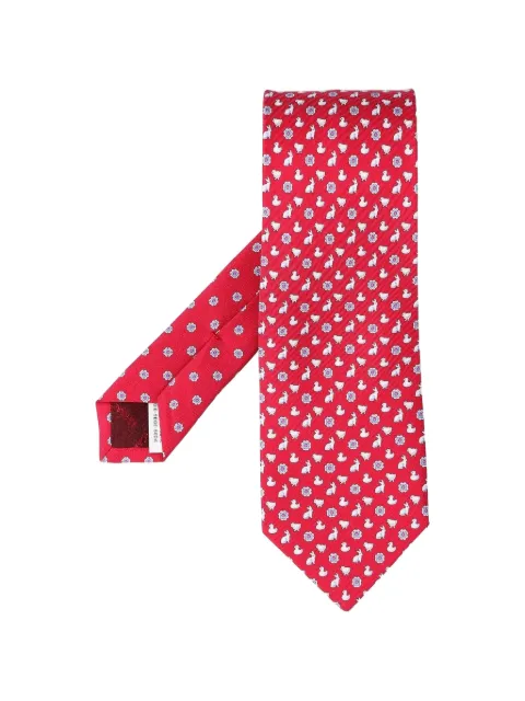 Ferragamo charms-print silk tie Red 794638