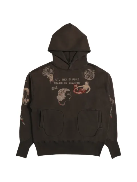 Samuel Zelig Duffle embroidered-graphic hoodie Brown DFLFW268FT