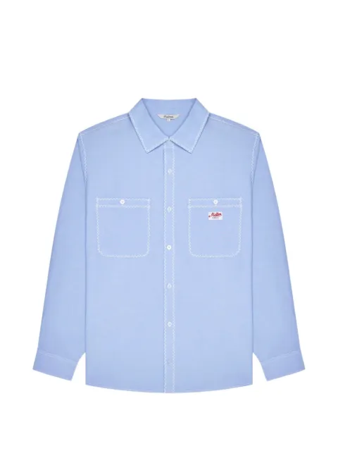 Malbon Golf Benchmark zig-zag-stitch shirt Blue M10178