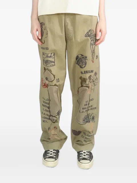 Samuel Zelig Duffle embroidered trousers Neutrals DFLFW265HB