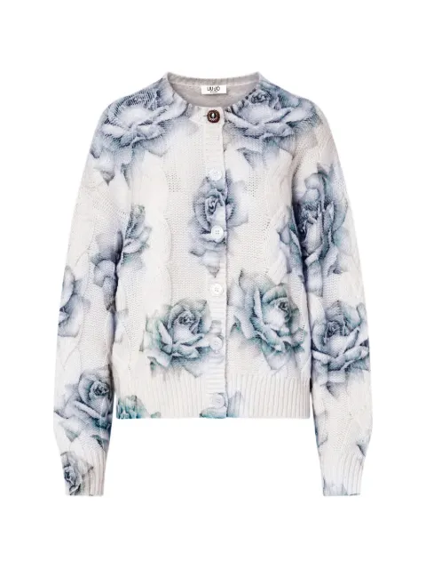 LIU JO wool cardigan with rose print White WF6400MA48S