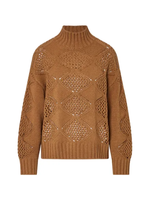 LIU JO turtleneck with beads and openwork Brown WF6287MA37R