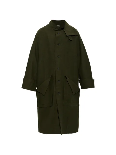 Yohji Yamamoto stand-up collar coat Green HWT641760