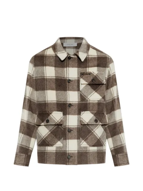 Golden Goose check-pattern mohair-blend jacket Brown GUP02860P002594