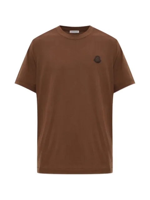 Moncler logo-patch T-shirt Brown L20918C0006189B8Y