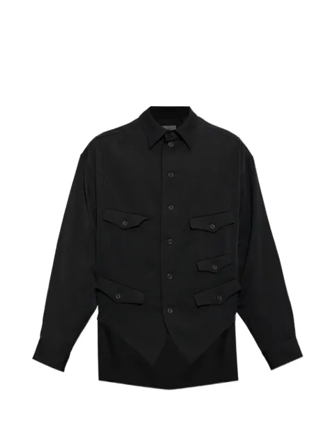Yohji Yamamoto asymmetric wool shirt Black HWB321000