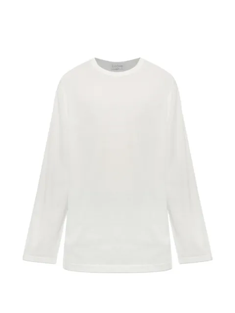Yohji Yamamoto round-neck long-sleeve top White HWT030700