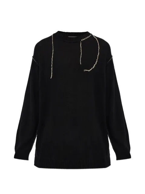Yohji Yamamoto embroidered round-neck sweater Black HWK201980