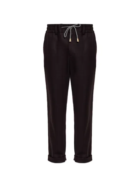 Eleventy drawstring-waistband turned-up-hem trousers Black N70PANH06TES0N069