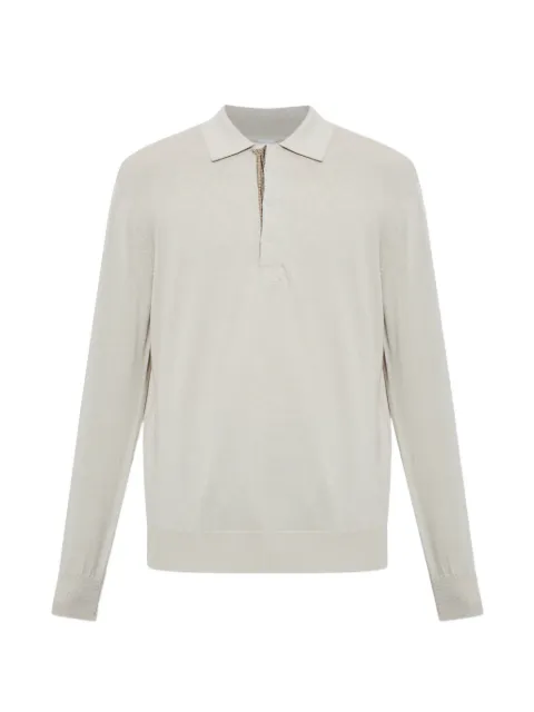 Eleventy check-trim polo shirt Grey N76POLN09MAG0N025