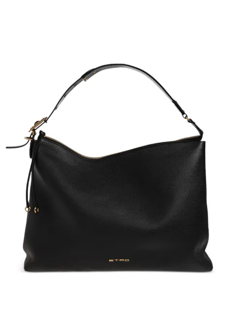 ETRO fringed pebbled leather shoulder bag Black WP1B0048AP12H