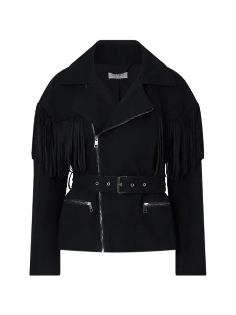 LIU JO denim-jacket with fringe Black UF6227D0393
