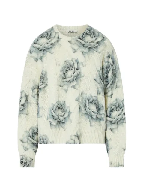 LIU JO wool sweater with rose print White WF6399MA48S