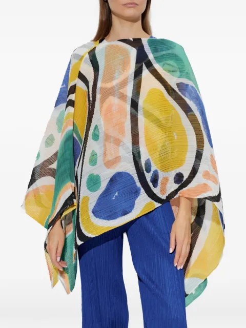 Pleats Please Issey Miyake abstract-print pleated blouse White PP69AD1210