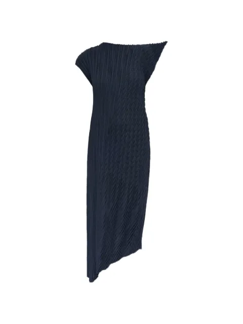 Issey Miyake asymmetric pleated midi dress Blue IM68FH104