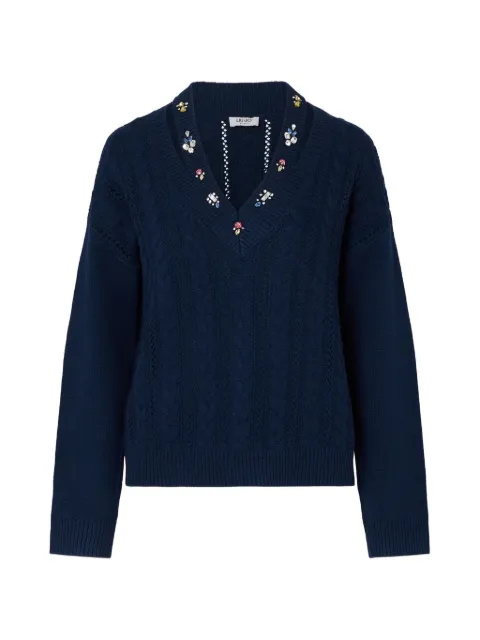LIU JO sweater with jewel embroidery Blue WF6111MS051