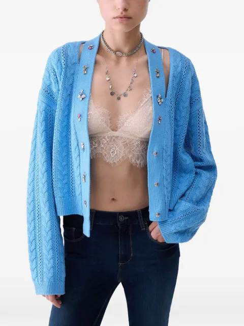 LIU JO cardigan with jewel embroidery Blue WF6091MS051