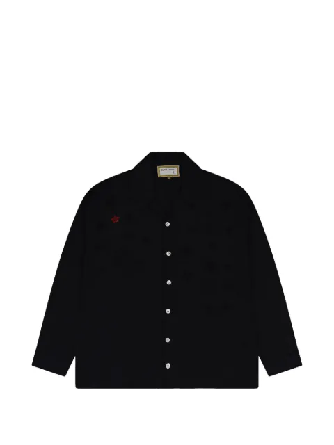 Glass Cypress star-embroidered long-sleeve bowling shirt Black 6012317032