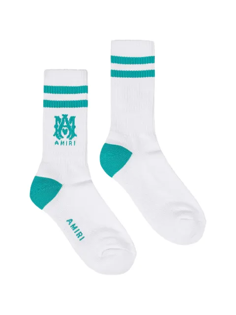 AMIRI MA-Logo ribbed-knit socks White PS22MHR002