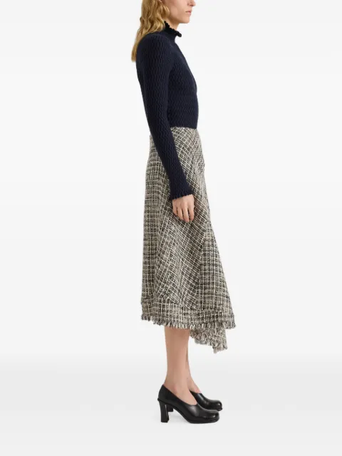 Proenza Schouler White Label mid Layne asymmetric tweed skirt Black WL2645275AY226