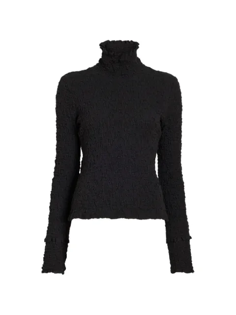 Proenza Schouler White Label Harriet smocked jacquard top Black WL2644682JC199