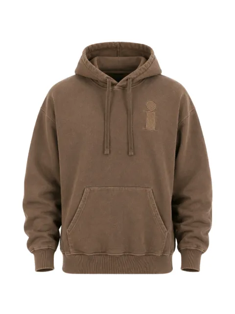 IUTER logo-embroidered acid-wash hoodie Brown 22WISH23