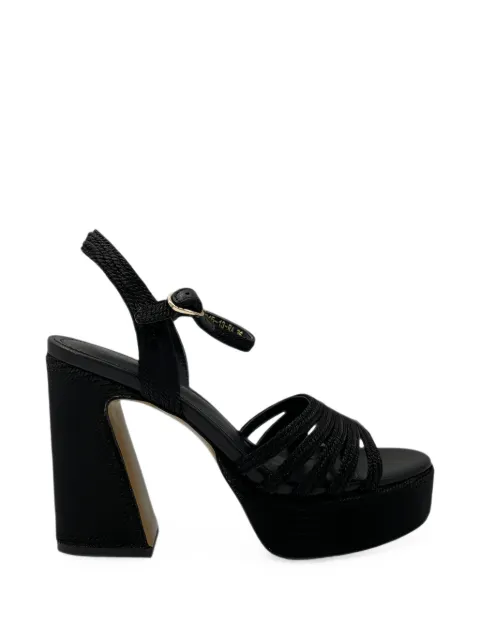 EMANUELLE VEE Giunone raffia platform sandals Black 451M91513RANERO