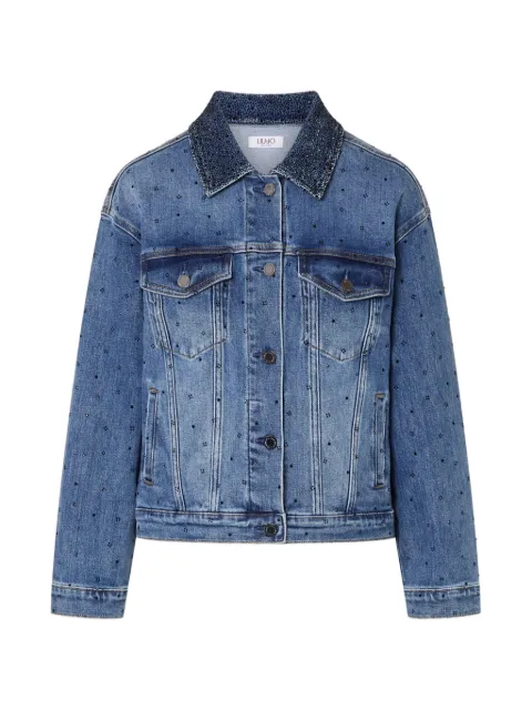 LIU JO denim jacket with micro-rhinestones Blue UF6117D0365
